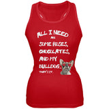 Valentine's Day - All I Need Is My French Bulldog Black Soft Juniors Tank Top