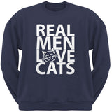 Valentine's Day - Real Men Love Cats Black Adult Crew Neck Sweatshirt