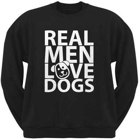 Valentine's Day - Real Men Love Dogs Black Adult Crew Neck Sweatshirt
