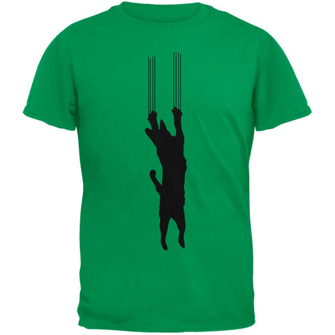 Cat Scratching Green Adult  T-Shirt