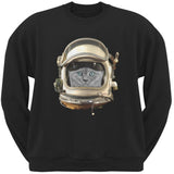 Astronaut Cat Black Adult Crew Neck Sweatshirt