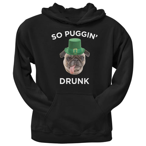 St. Patricks Day - So Puggin' Drunk Black Adult Pullover Hoodie