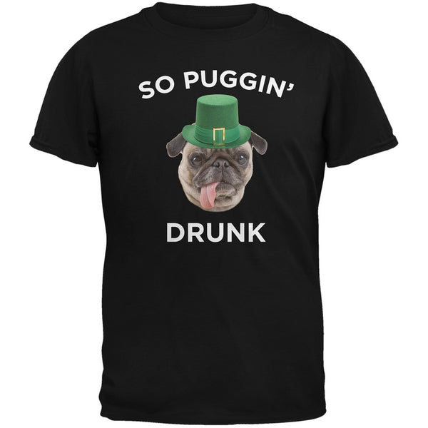 St. Patricks Day - So Puggin' Drunk Black Adult T-Shirt – AnimalWorld.com