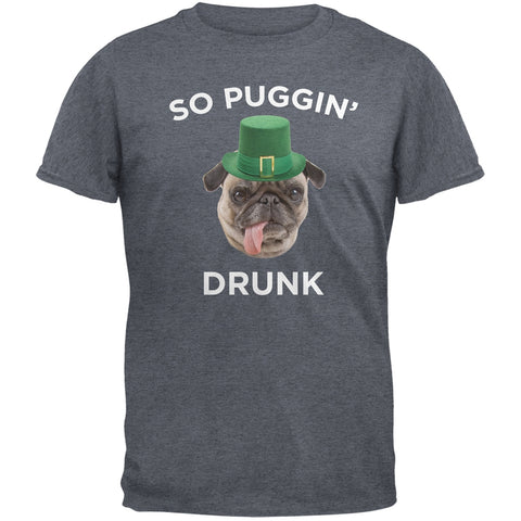 St. Patricks Day - So Puggin' Drunk Heather Grey Adult T-Shirt