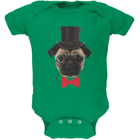 Fancy Pug Kelly Green Soft Baby One Piece