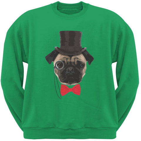 Fancy Pug Irish Green Adult Crew Neck Sweatshirt