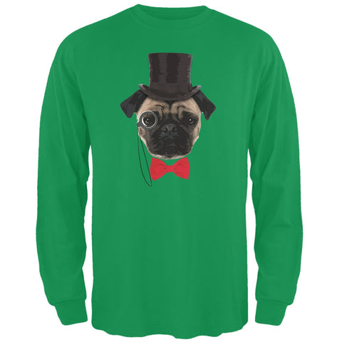 Fancy Pug Irish Green Adult Long Sleeve T-Shirt