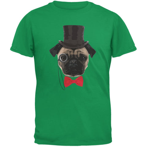 Fancy Pug Irish Green Adult T-Shirt