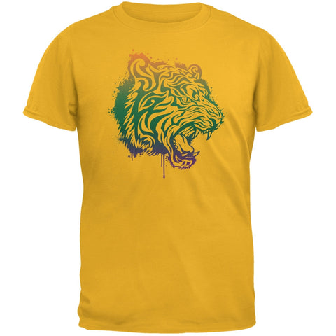 Splatter Tiger Yellow Adult T-Shirt