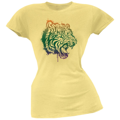 Splatter Tiger Yellow Soft Juniors T-Shirt