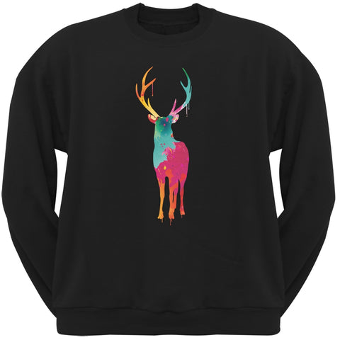 Splatter Deer Black Adult Crew Neck Sweatshirt