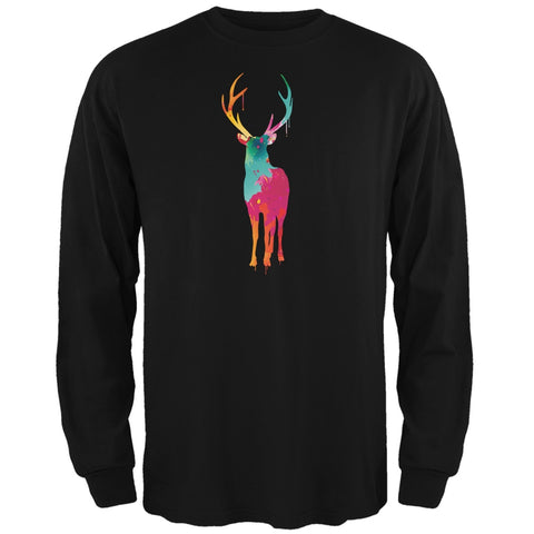 Splatter Deer Black Adult Long Sleeve T-Shirt
