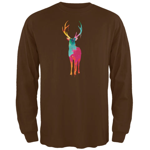 Splatter Deer Brown Adult Long Sleeve T-Shirt