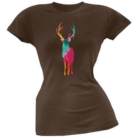 Splatter Deer Brown Soft Juniors T-Shirt