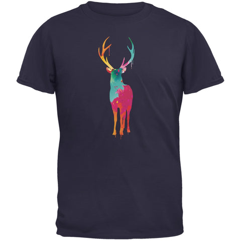 Splatter Deer Navy Adult T-Shirt