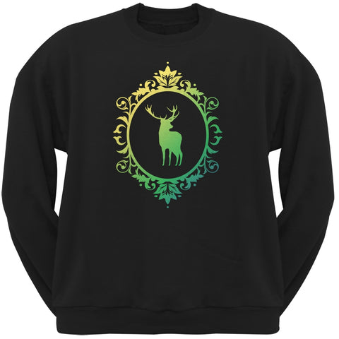 Deer Silhouette Black Adult Crew Neck Sweatshirt