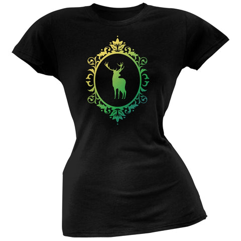 Deer Silhouette Black Soft Juniors T-Shirt