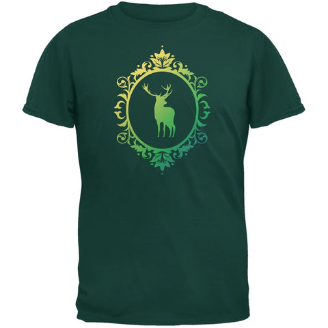 Deer Silhouette Forest Greeen Adult T-Shirt