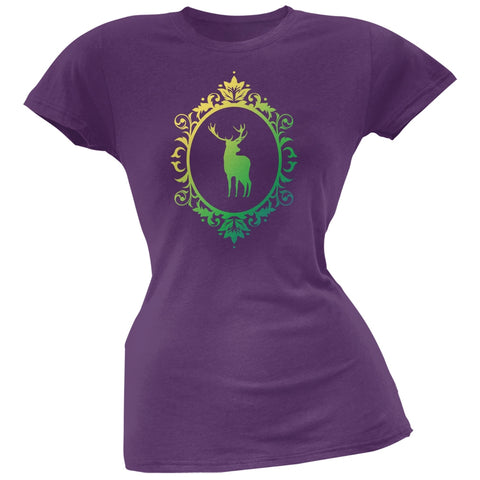 Deer Silhouette Purple Soft Juniors T-Shirt
