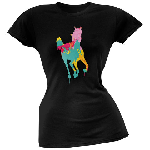Splatter Horse Black Soft Juniors T-Shirt