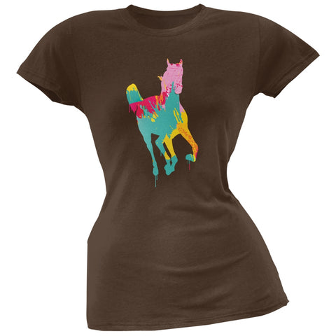 Splatter Horse Brown Soft Juniors T-Shirt