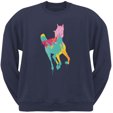 Splatter Horse Navy Adult Crewneck Sweatshirt