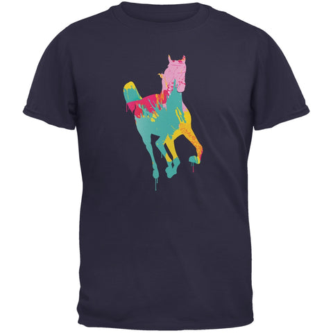 Splatter Horse Navy Adult T-Shirt
