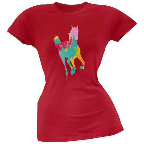 Splatter Horse Red Soft Juniors T-Shirt