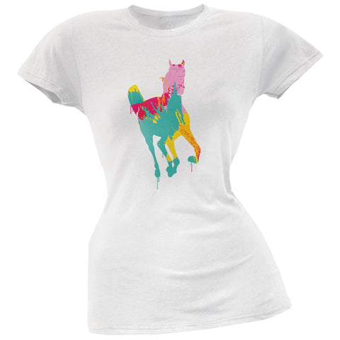 Splatter Horse White Soft Juniors T-Shirt