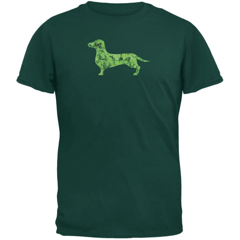 St. Patricks Day - Dachshund Shamrock Forest Green Adult T-Shirt