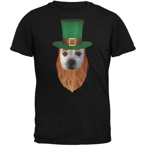 St. Patricks Day - Funny Leprechaun Dog Black Adult T-Shirt