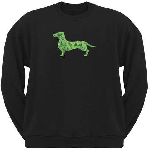 St. Patricks Day - Dachshund Shamrock Black Adult Sweatshirt
