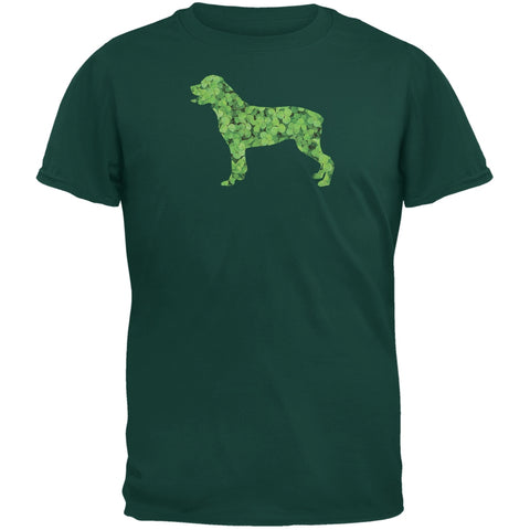 St. Patricks Day - Rottweiler Shamrock Forest Green Adult T-Shirt