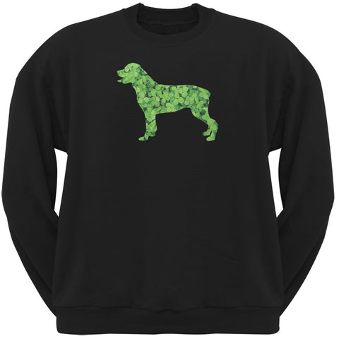 St. Patricks Day - Rottweiler Shamrock Black Adult Sweatshirt