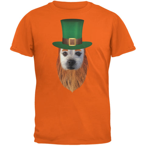 St. Patricks Day - Funny Leprechaun Dog Orange Adult T-Shirt