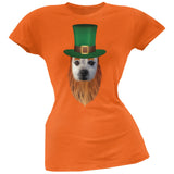 St. Patricks Day - Funny Leprechaun Dog Black Soft Juniors T-Shirt