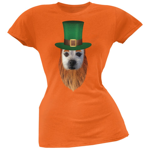 St. Patricks Day - Funny Leprechaun Dog Orange Soft Juniors T-Shirt
