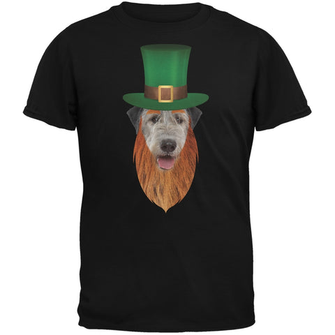 St. Patricks Day - Irish Wolfhound Leprechaun Black Adult T-Shirt