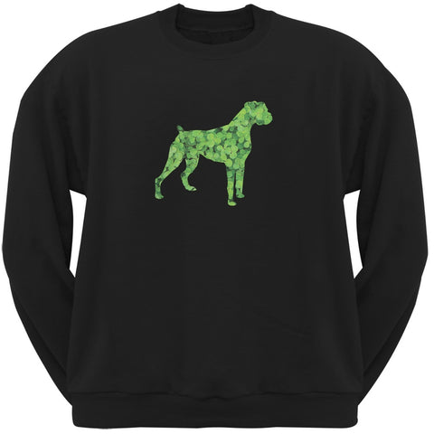 St. Patricks Day - Boxer Shamrock Black Adult Sweatshirt