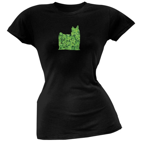 St. Patricks Day - Yorkshire Terriers Shamrock Black Soft Juniors T-Shirt