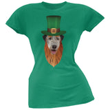 St. Patricks Day - Irish Wolfhound Leprechaun Black Soft Juniors T-Shirt