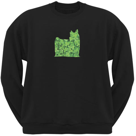 St. Patricks Day - Yorkshire Terriers Shamrock Black Adult Sweatshirt