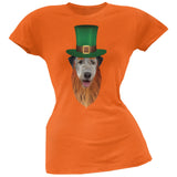 St. Patricks Day - Irish Wolfhound Leprechaun Black Soft Juniors T-Shirt