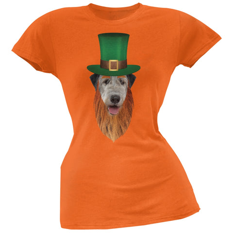 St. Patricks Day - Irish Wolfhound Leprechaun Orange Soft Juniors T-Shirt