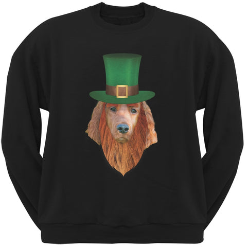 St. Patricks Day - Irish Setter Leprechaun Black Adult Sweatshirt