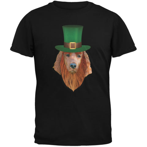 St. Patricks Day - Irish Setter Leprechaun Black Adult T-Shirt