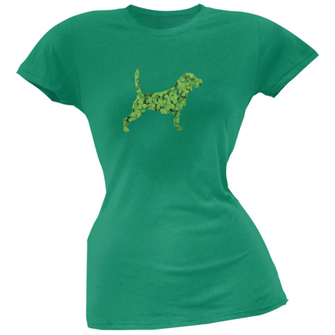 St. Patricks Day - Beagle Shamrock Kelly Green Soft Juniors T-Shirt