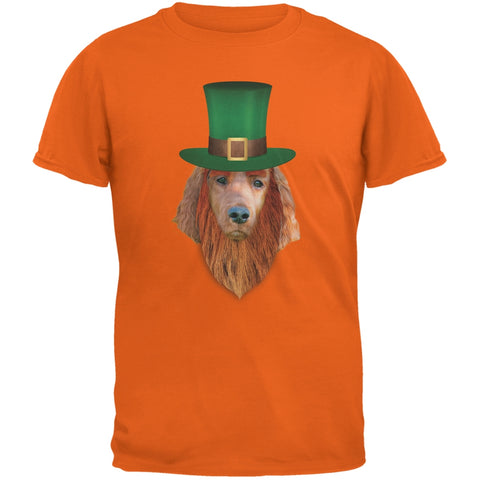 St. Patricks Day - Irish Setter Leprechaun Orange Adult T-Shirt