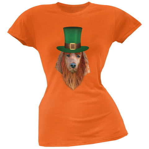 St. Patricks Day - Irish Setter Leprechaun Orange Soft Juniors T-Shirt