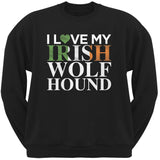 St. Patricks Day - I Love My Irish Wolfhound Black Adult Sweatshirt